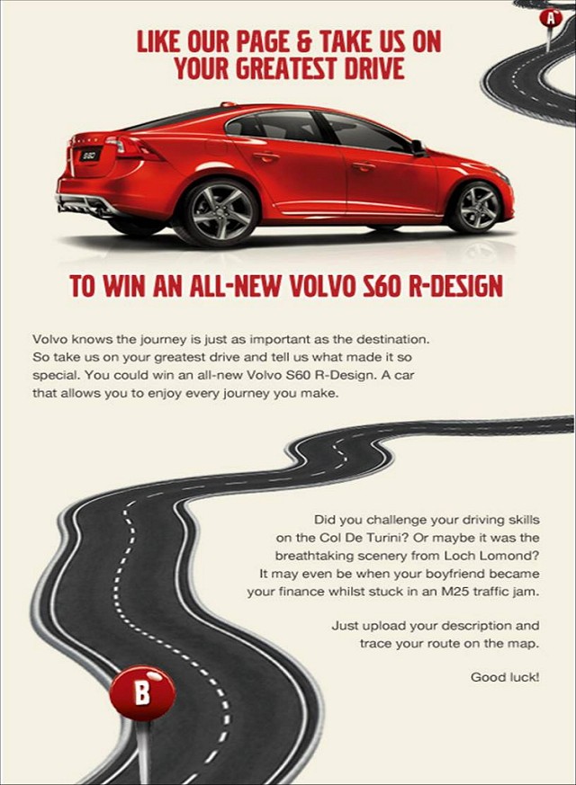 Win a Volvo on Facebook. Image by Volvo.