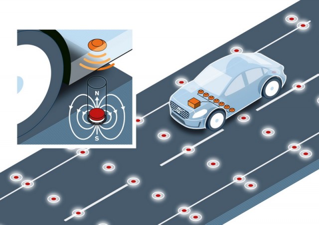 Volvo tests magnets for autonomous cars. Image by Volvo.