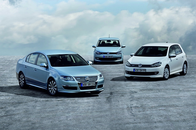 Three new VW BlueMotion models in Frankfurt. Image by VW.