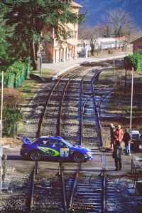 Burns and Reid in action at the 2000 Monte Carlo rally. Picture supplied by Subaru World Rally Team.